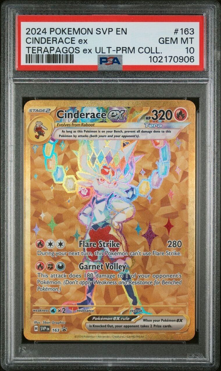 2024 POKEMON SVP EN-SV BLACK STAR PROMO #163 CINDERACE EX PSA 10