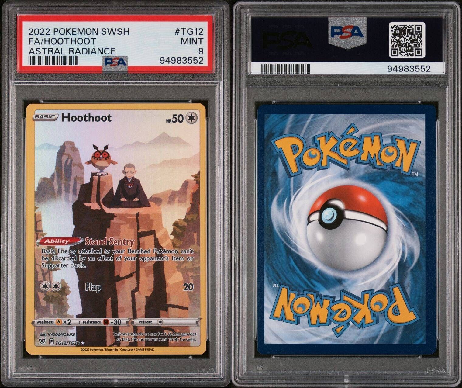 2022 Pokemon HOOTHOOT TG12/TG30 Full Art Pokemon SWSH Astral Radiance PSA 9 Mint