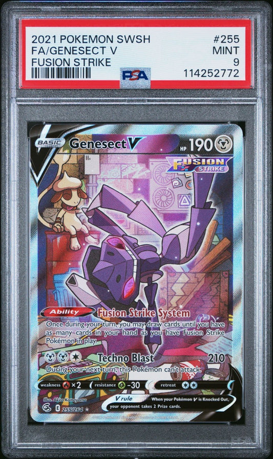 2021 POKEMON SWORD & SHIELD FUSION STRIKE #255 FULL ART/GENESECT V PSA 9