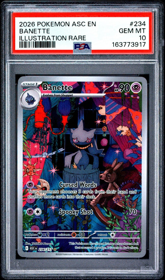 2026 POKEMON ASC EN-ASCENDED HEROES ILLUSTRATION RARE #234 BANETTE PSA 10