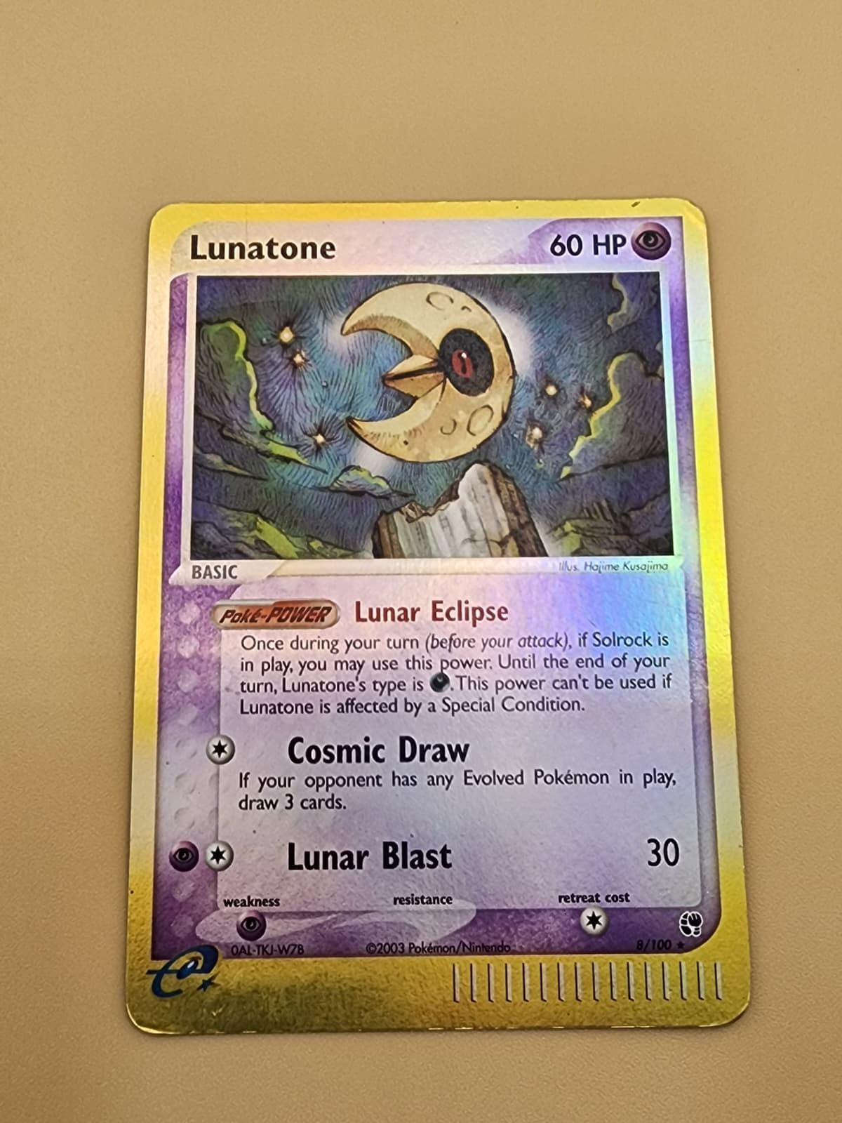 Lunatone 8/100 EX Sandstorm Holo Moderately Played MP