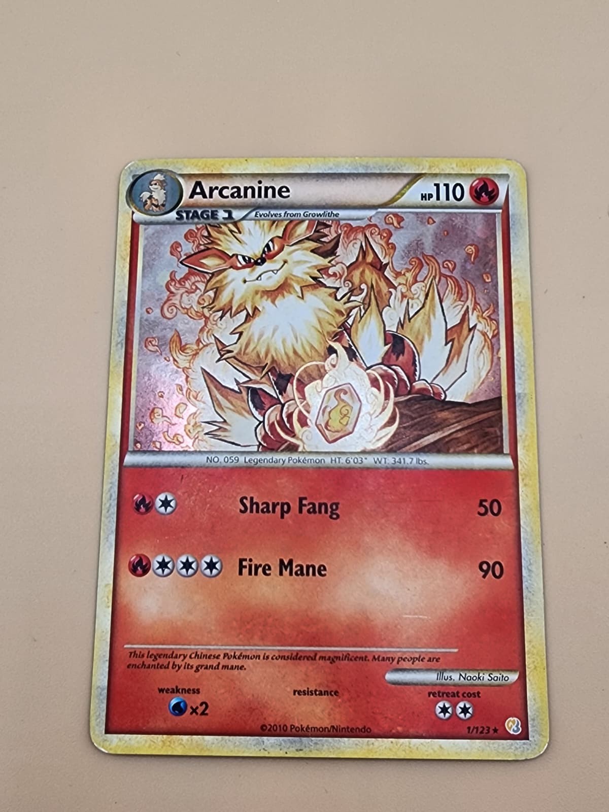Pokemon TCG Arcanine 1/123 Heavily Played (HP)