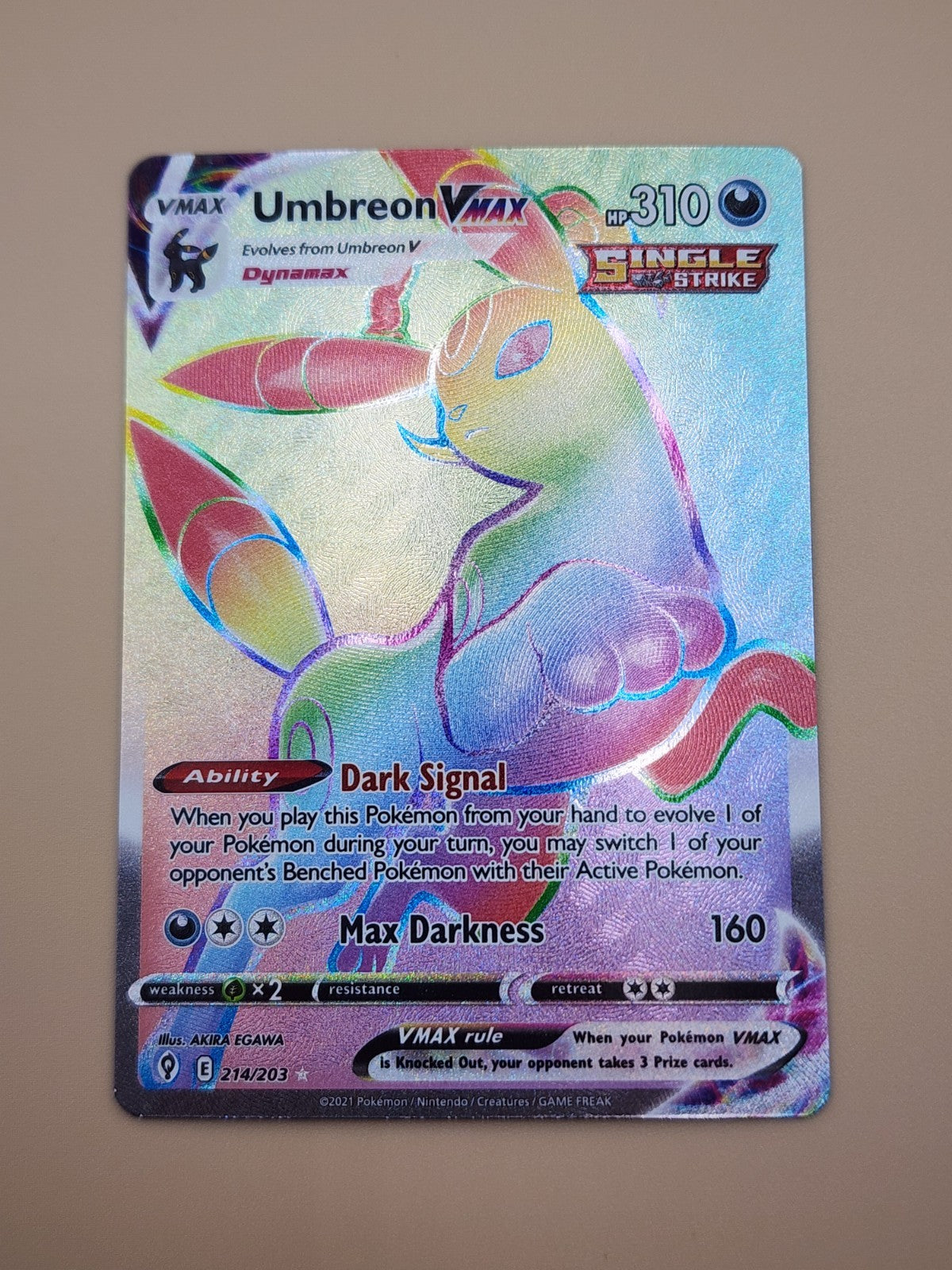Umbreon VMAX (Secret) 214/203 Swsh07: Evolving Skies Holo NM