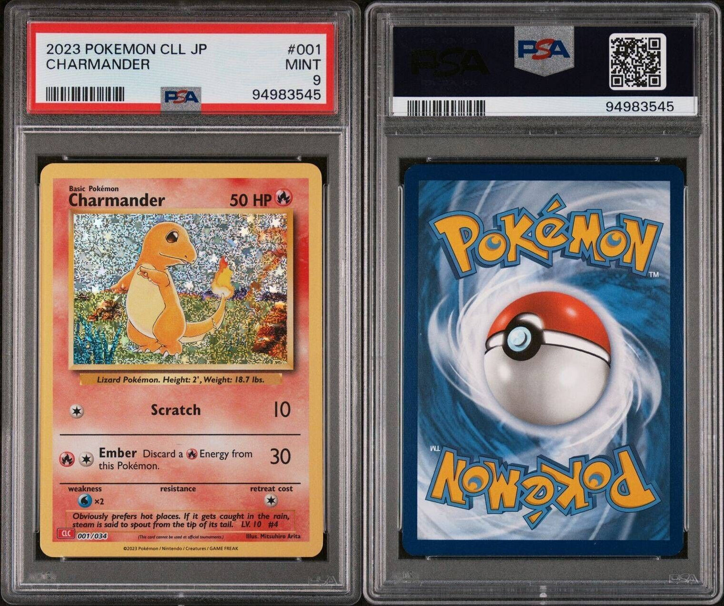 PSA 9 Charmander CLC 001 TCG Classic Collection Holo Pokemon Card 2023 English