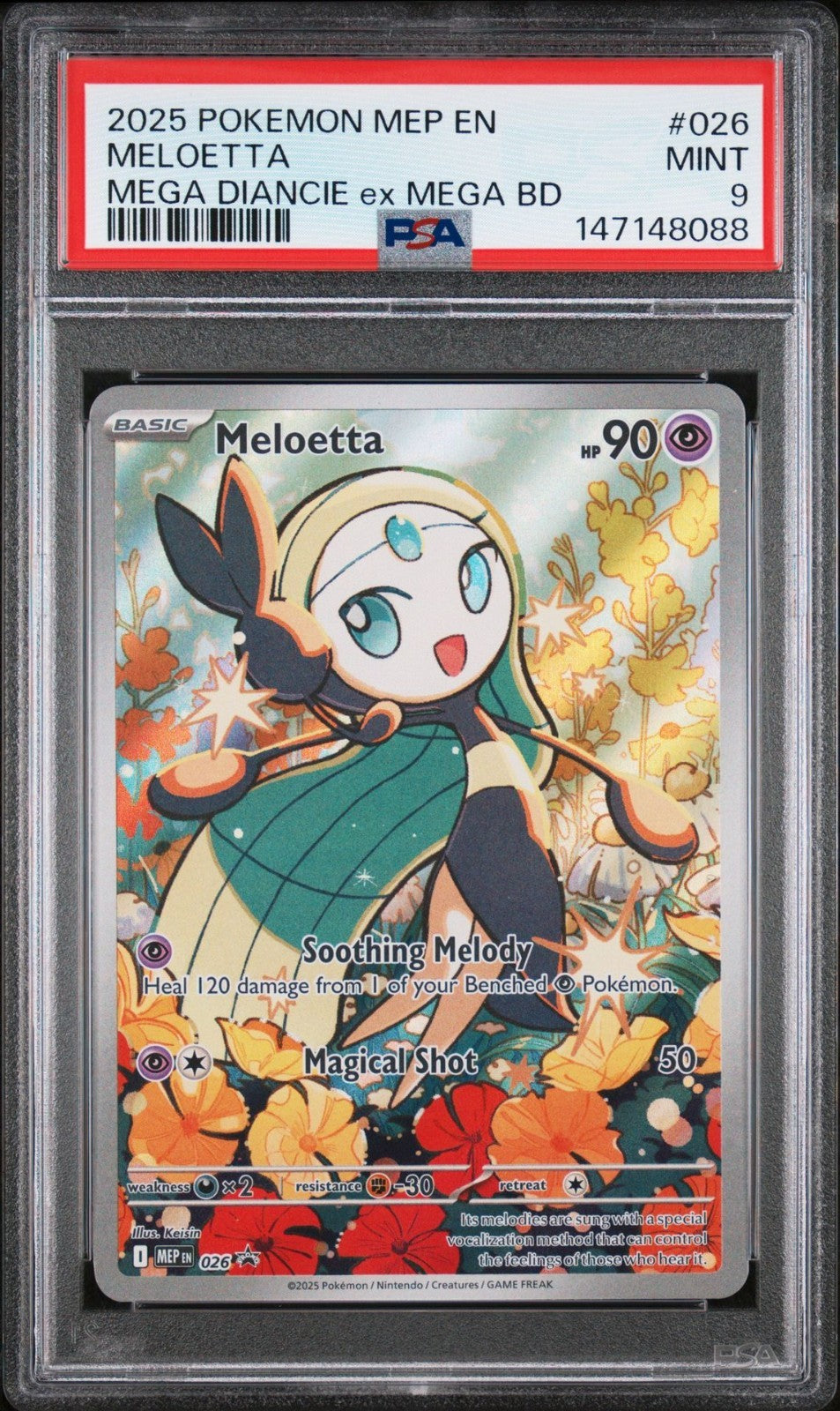 Pokemon 2025 Meloetta 026 Full Art Mega Diancie ex Mega BD GEM MINT PSA 9