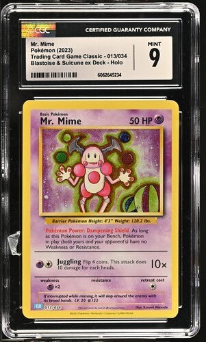 Pokémon Mr. Mime 013/034 Trading Card Game Classic CGC 9 Holo