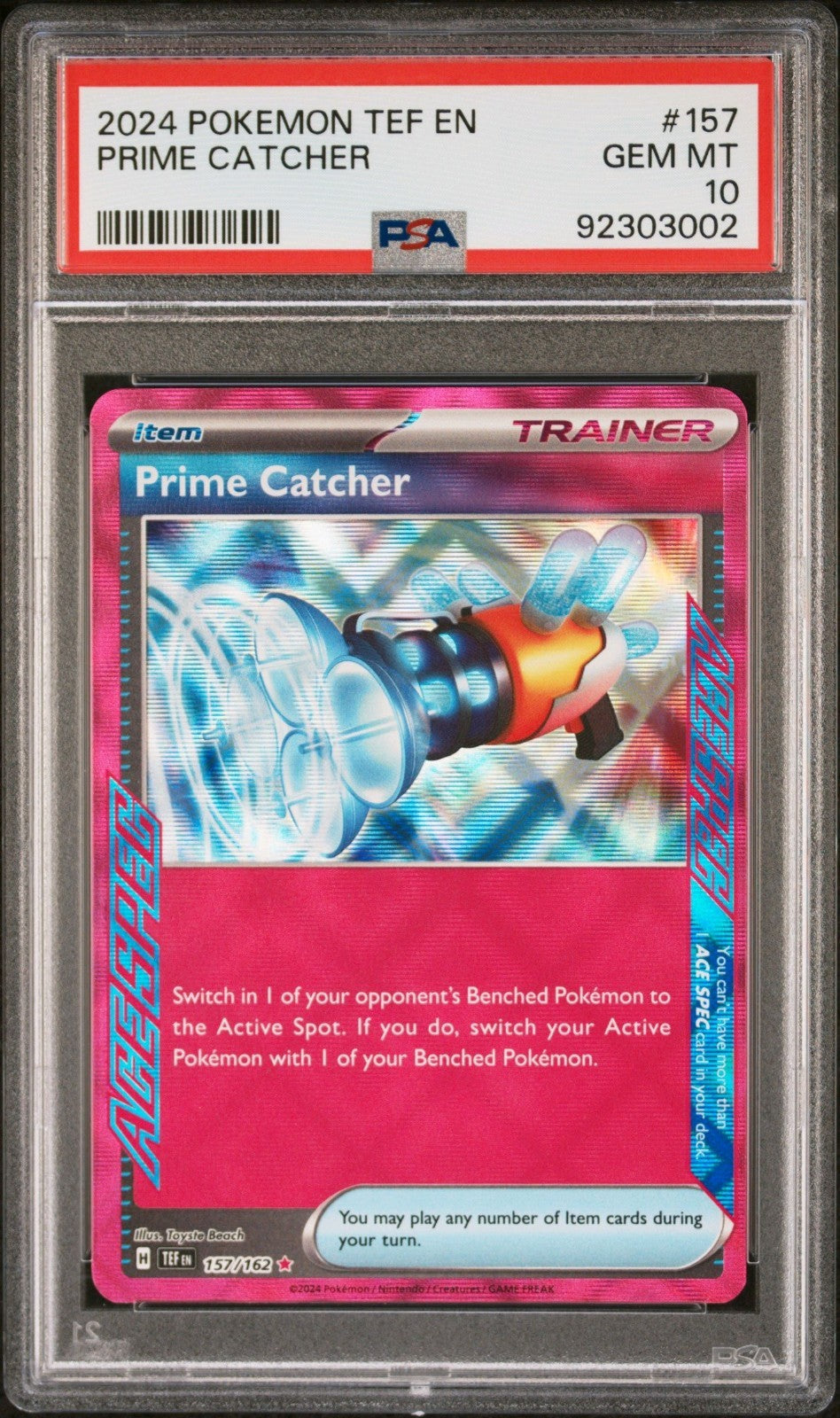 PSA 10 GEM MT Pokémon TCG Prime Catcher Scarlet & Violet-Temporal Forces 157/162