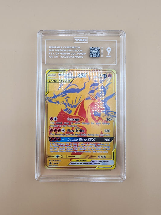 2021 Reshiram & Charizard GX Tag Team FULL ART SM247 TAG 9 GEM MINT