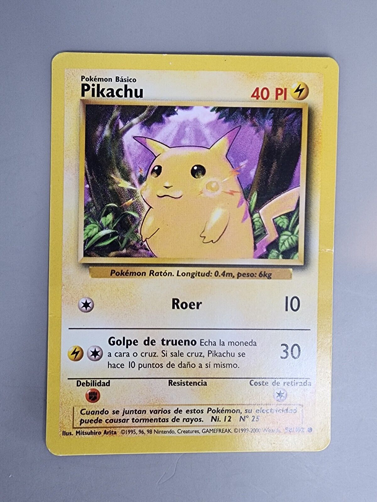 Pokemon TCG | SPANISH Pikachu 58/102 Yellow Cheeks Unlimited LP | Base Set 