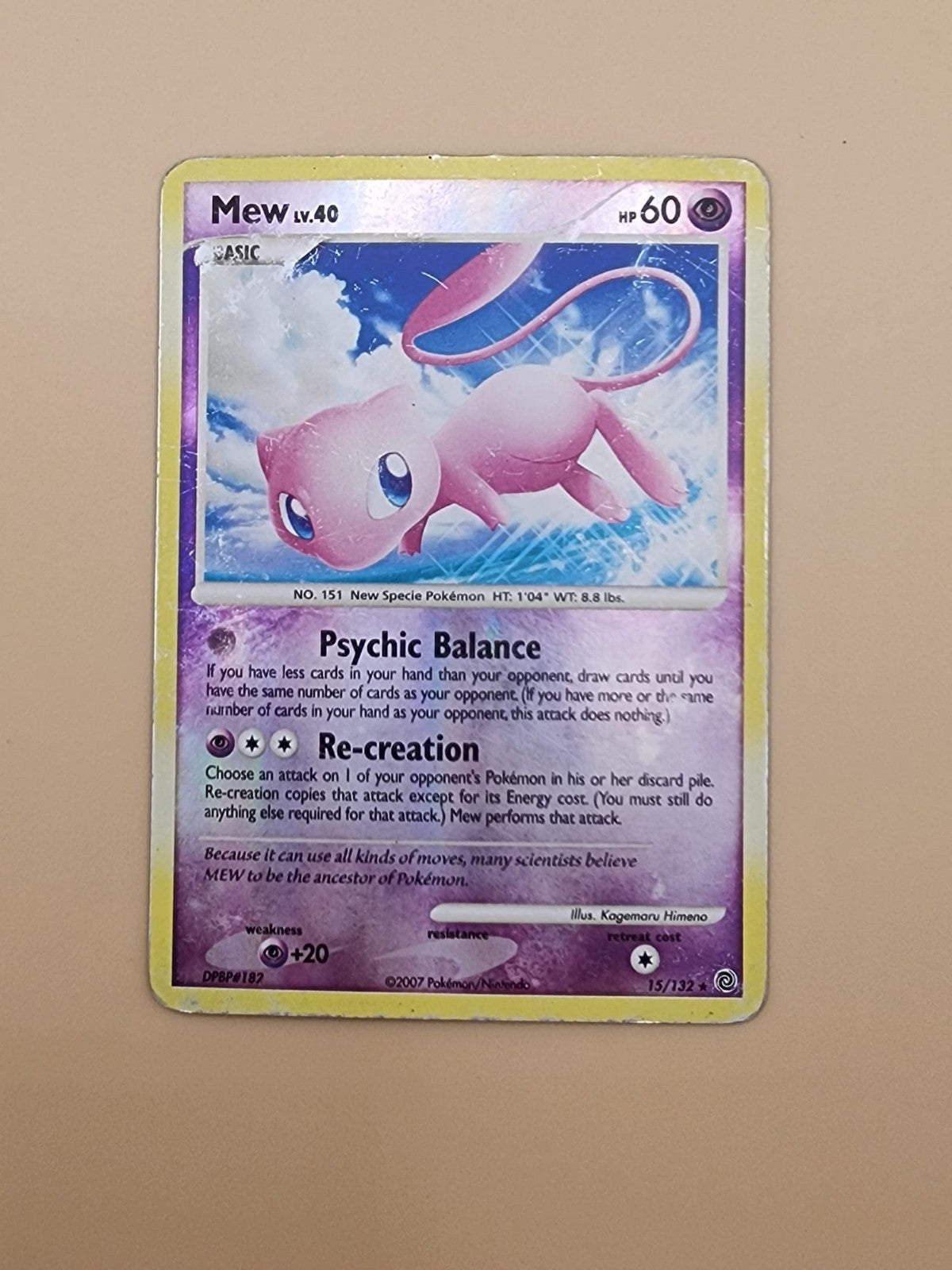 Mew 15/132 Secret Wonders Reverse Holo Damage Heavily Poor (HP)