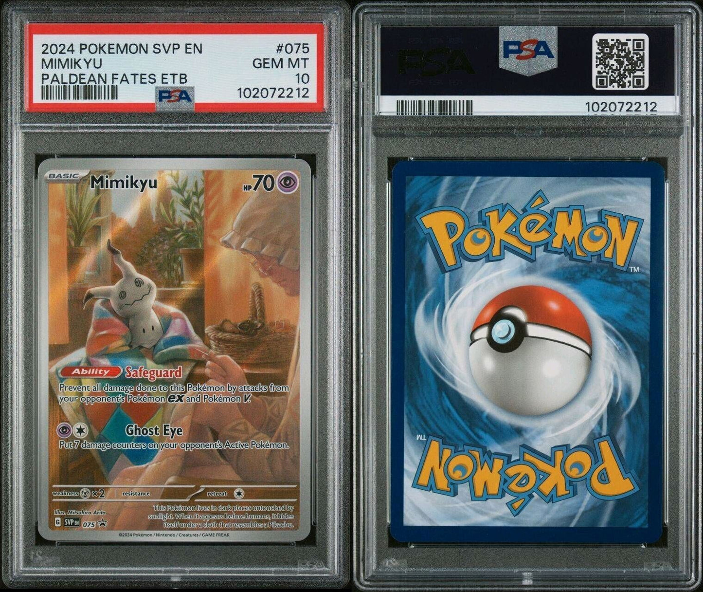 2024 Pokemon SVP EN Mimikyu Paldean Fates ETB #075 PSA 10 GEM MINT