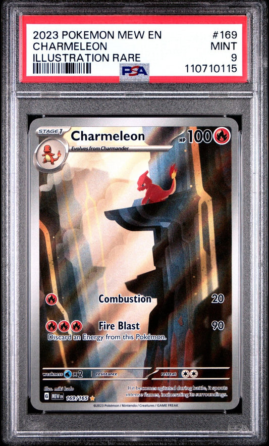 PSA 9 Pokemon Mew-151 Charmeleon 169/165 Illustration Rare PSA 9