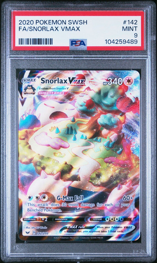 Snorlax VMAX 142/202 Swsh01: Sword & Shield Holo PSA 9
