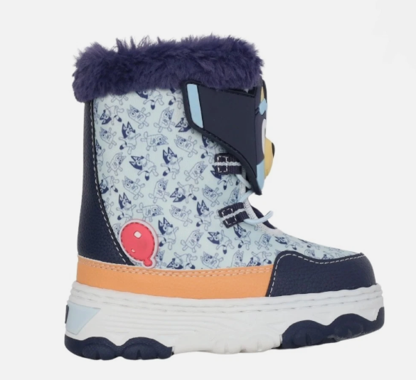 Disney Bluey & Bingo Toddler Snow Boots Size 11 Blue Winter Faux Fur Kids Shoes
