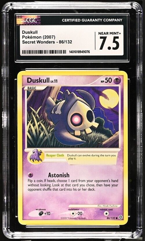 2007 POKEMON SECRET WONDERS REVERSE HOLO #86 DUSKULL CGC 7.5 Near Mint Plus