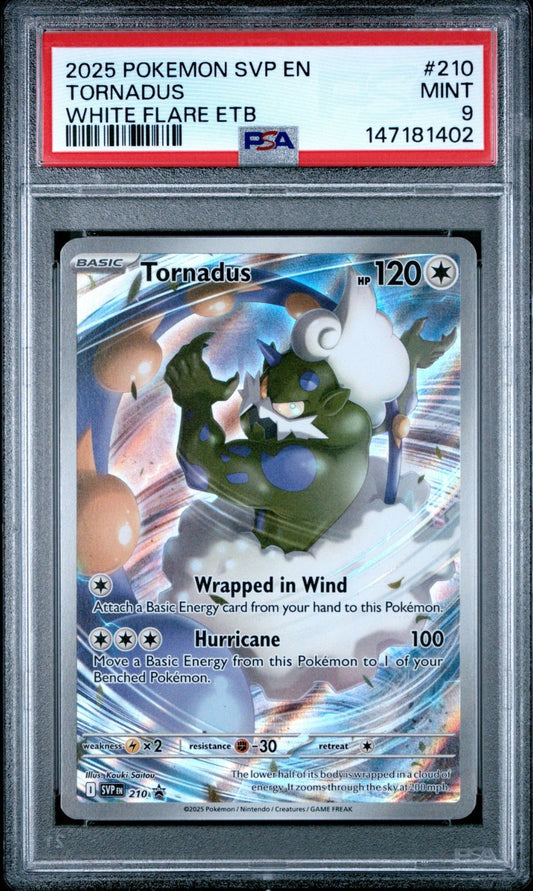 2025 POKEMON SVP EN-SV BLACK STAR PROMO 210 TORNADUS WHITE FLARE ETB PSA 9