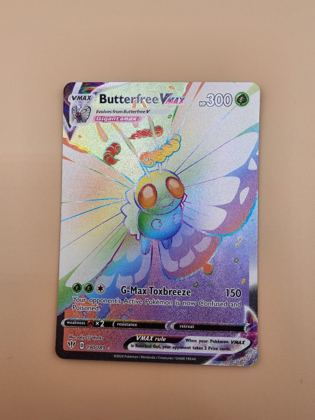 Butterfree VMAX (Secret) 190/189 Swsh03 Darkness Ablaze Holo Lightly Played (LP)