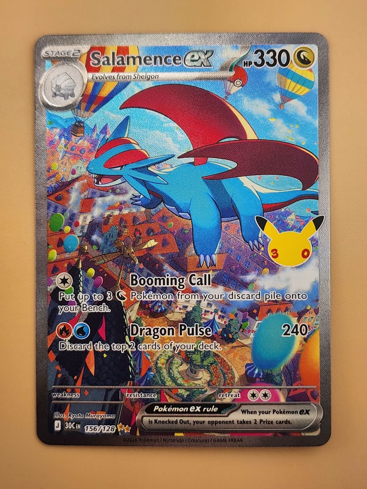 Salamence ex 156/128 Me: 30th Celebration Holo Near Mint
