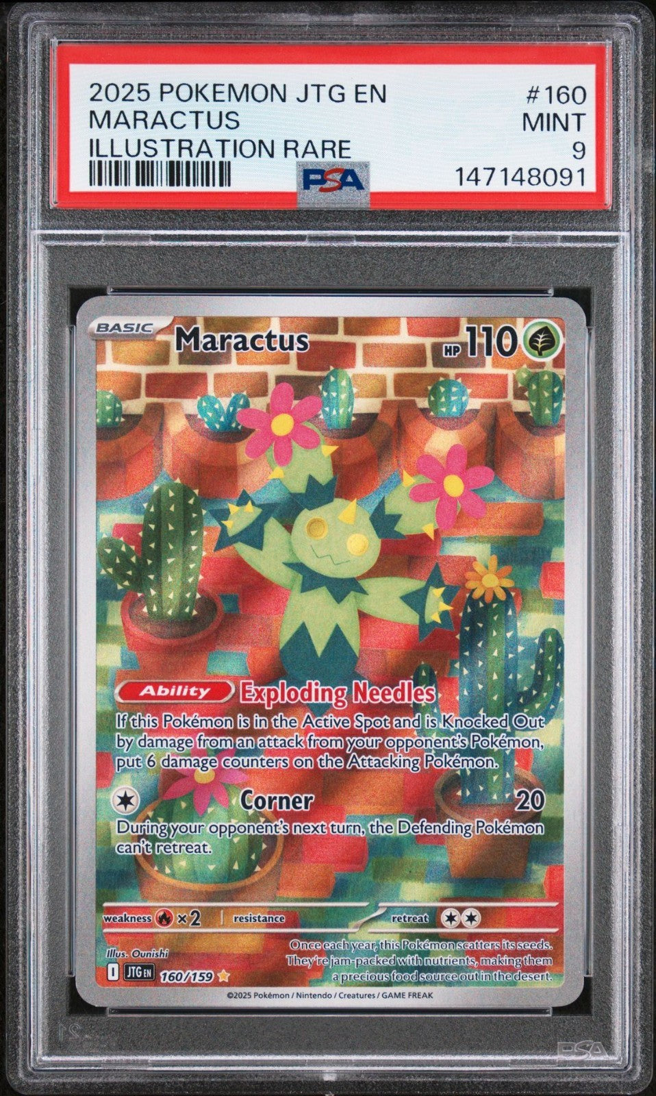 2025 Pokémon Journey Together Illustration ** MARACTUS **  160/159  PSA 9
