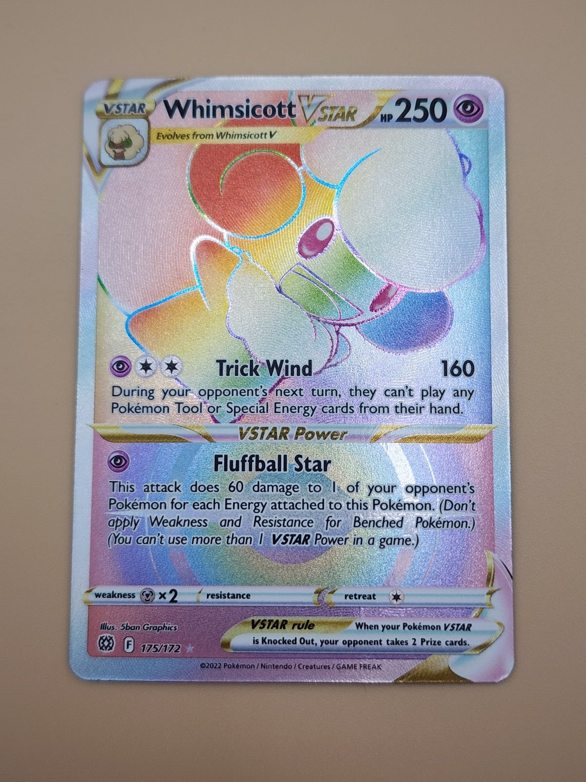 Whimsicott VSTAR (Secret) 175/172 Swsh09: Brilliant Stars Holo NM