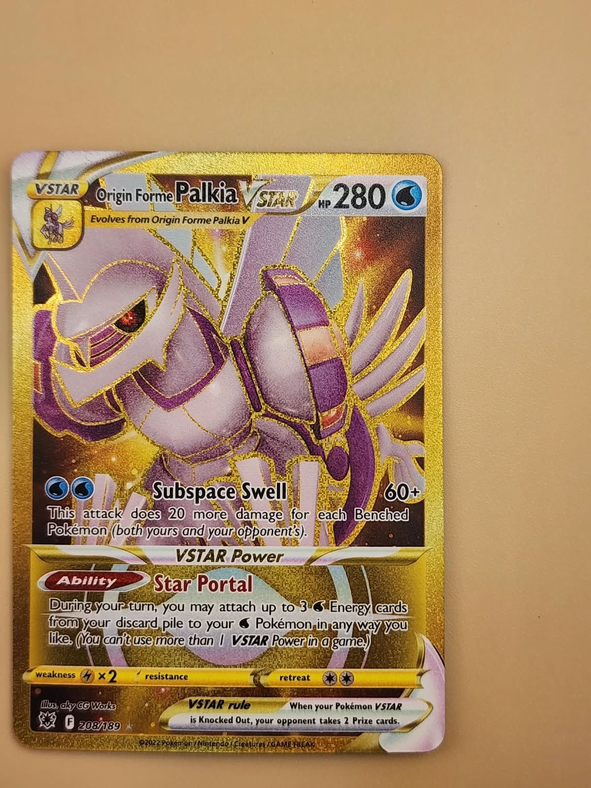 Origin Forme Palkia VSTAR (Secret) 208/189 Swsh10: Near Mint NM