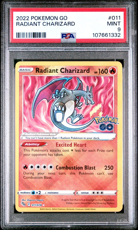2022 POKEMON GO 011 RADIANT CHARIZARD PSA 9