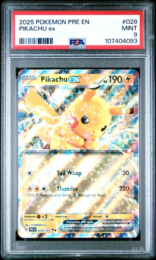2025 POKEMON PRE EN-PRISMATIC EVOLUTIONS #028 PIKACHU EX PSA 9
