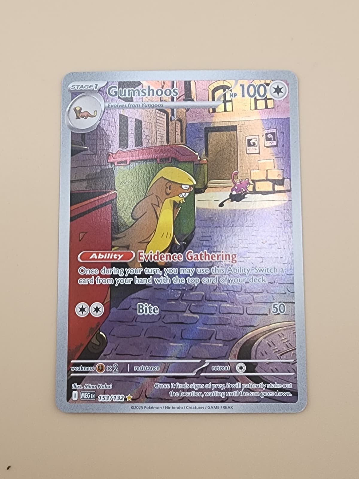 Gumshoos 153/132 Me01: Mega Evolution Holo Near Mint