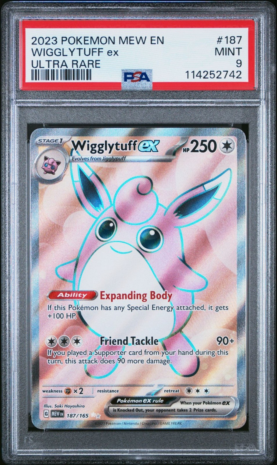 2023 Pokemon 151 Wigglytuff ex FULL ART ULTRA RARE PSA 9 GEM #187/165