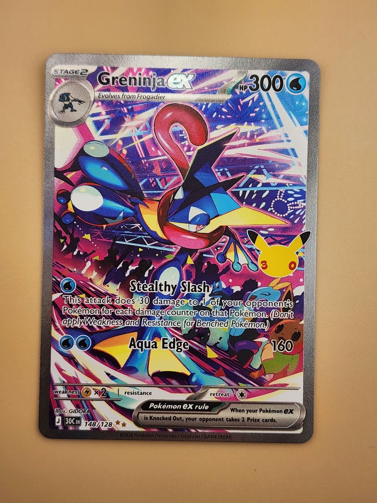Greninja ex 148/128 Me: 30th Celebration Holo Near MInt NM