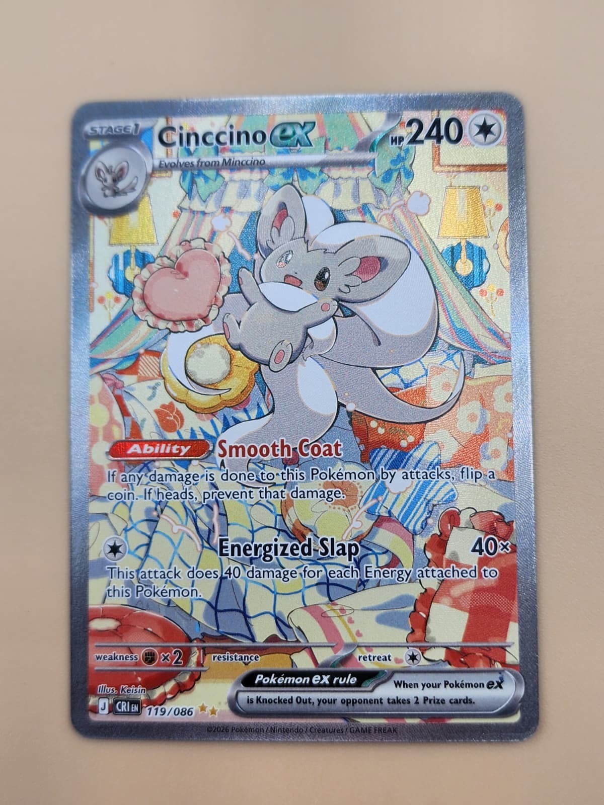 Cinccino ex 119/086 Me04: Chaos Rising Holo Near Mint (NM)
