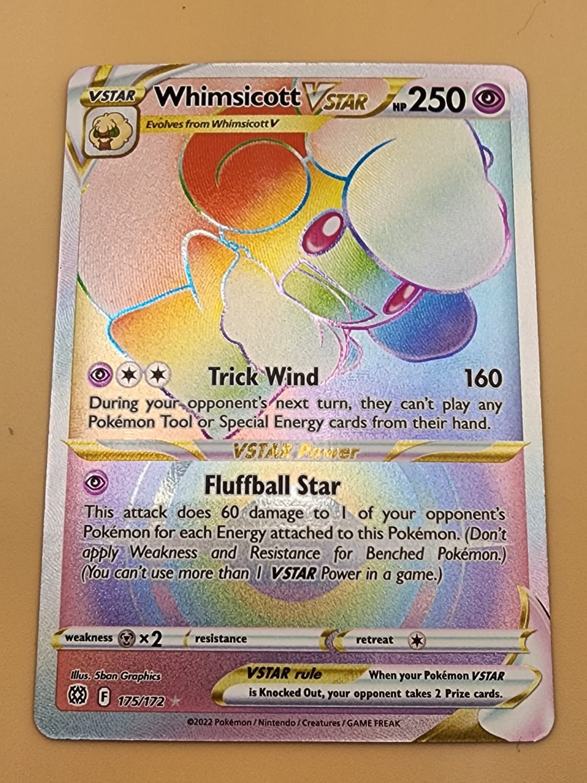 Whimsicott VSTAR (Secret) 175/172 Swsh09: Brilliant Stars Holo Near MInt (NM)