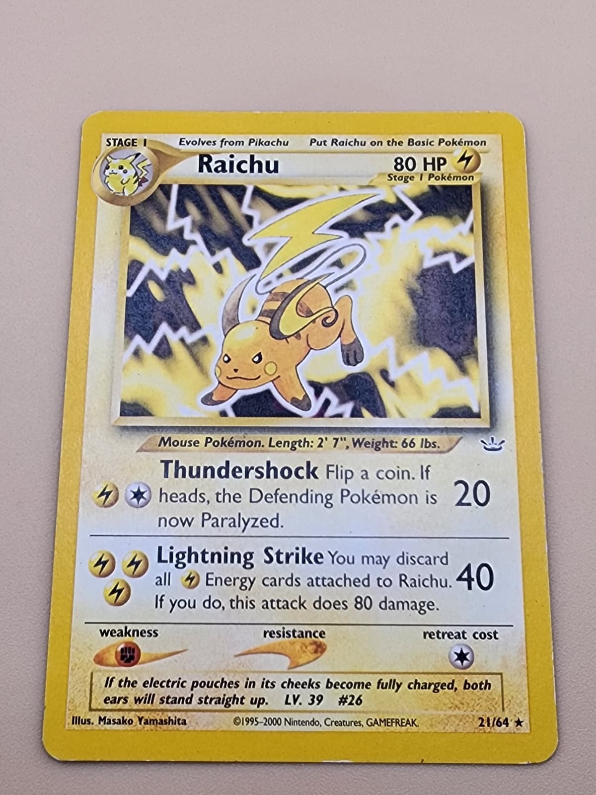 Raichu 21/64 Neo Revelation Regular Moderately Played MP