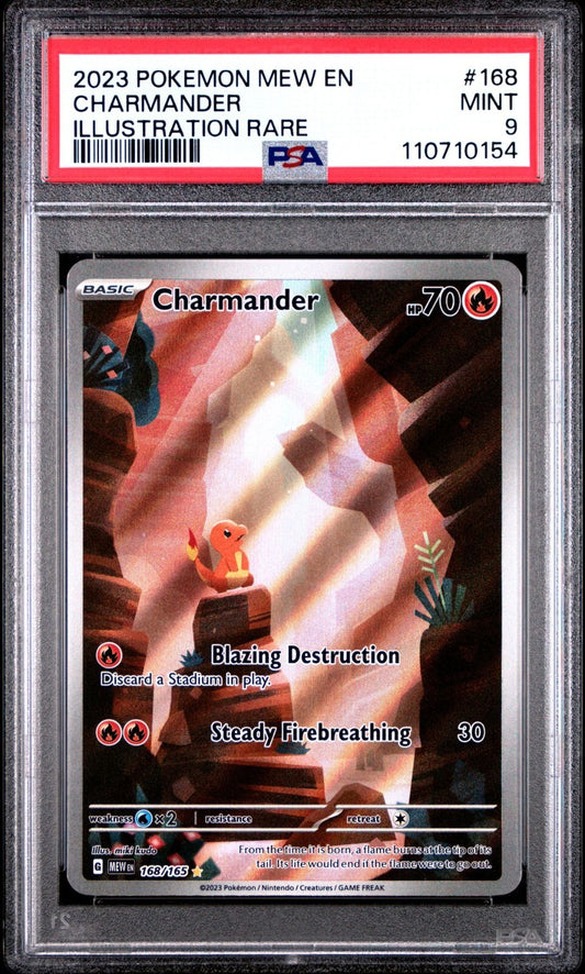 2023 POKEMON SCARLET & VIOLET 151 #168/165 CHARMANDER ILLUSTRATION RARE PSA 9