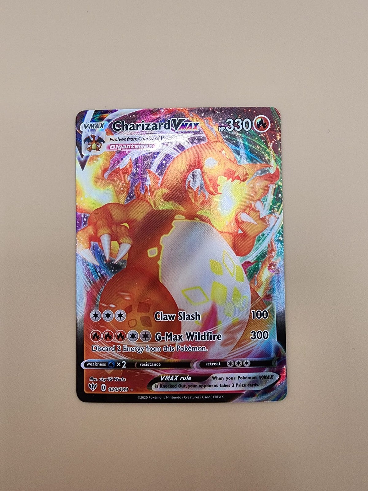 Charizard VMAX 020/189 Swsh03: Darkness Ablaze Holo Near Mint (NM)