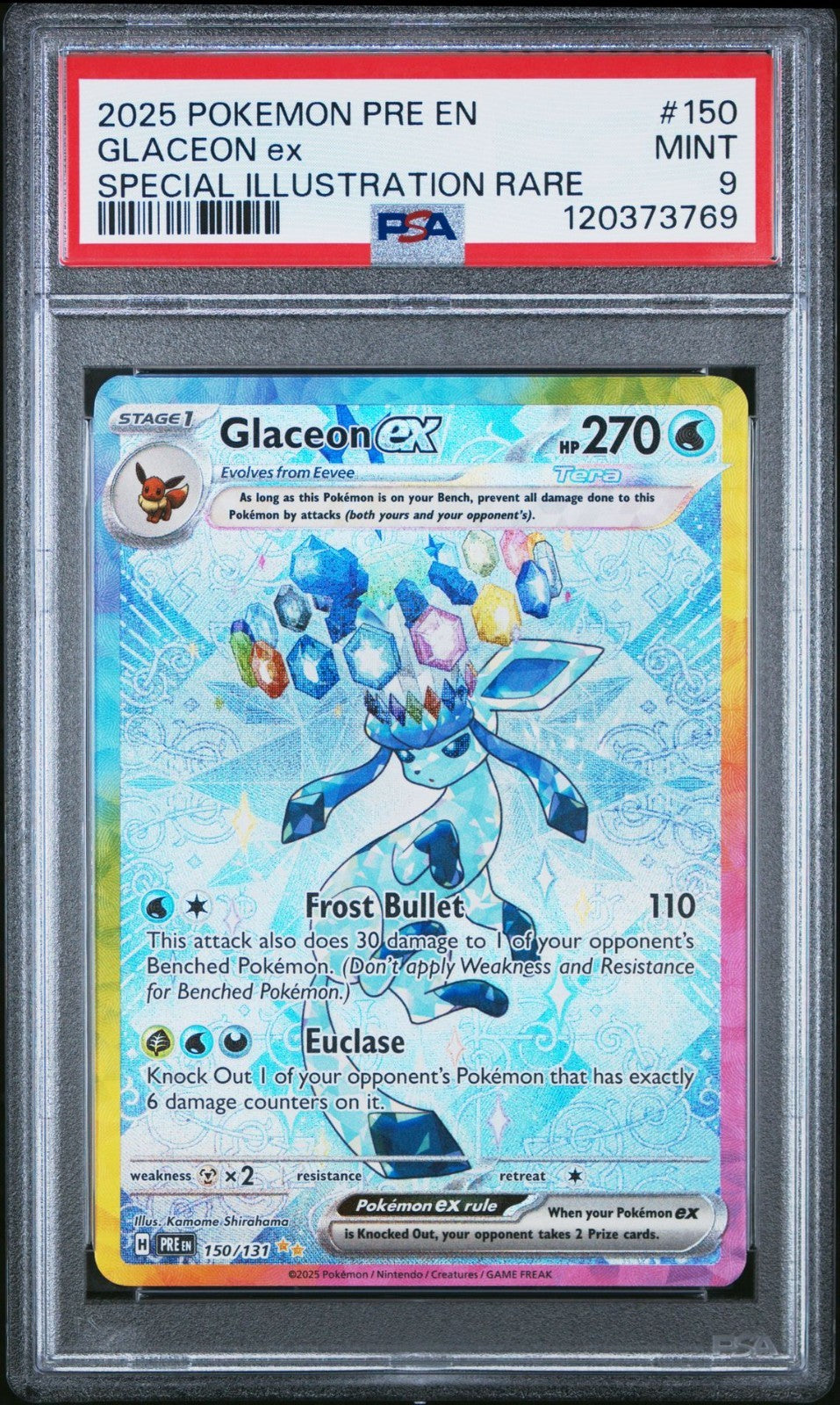 2025 POKEMON PRE EN-PRISMATIC EVOLUTIONS #150 GLACEON EX PSA 9