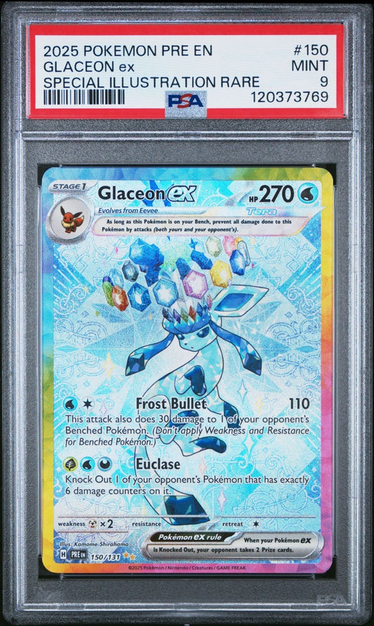 2025 POKEMON PRE EN-PRISMATIC EVOLUTIONS #150 GLACEON EX PSA 9