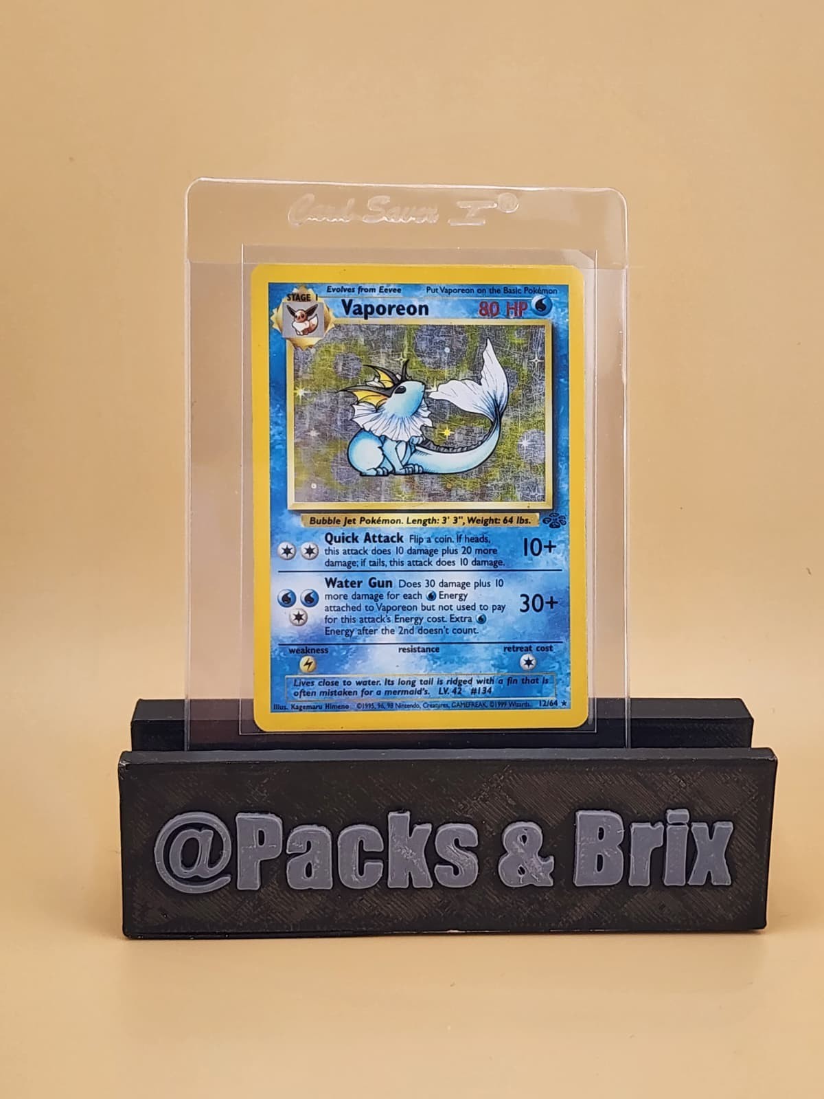Vaporeon 12/64 Jungle Holo Heavily Played HP