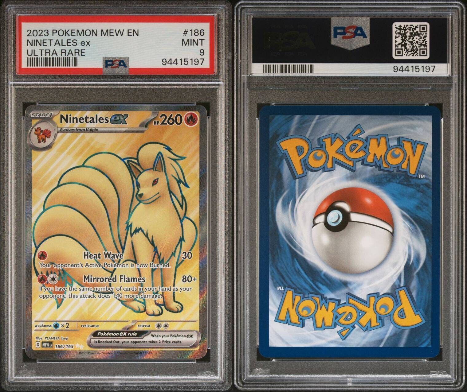 Ninetales Ex Full Art 2023 Pokemon 151 MEW Ultra Rare #186 PSA 9