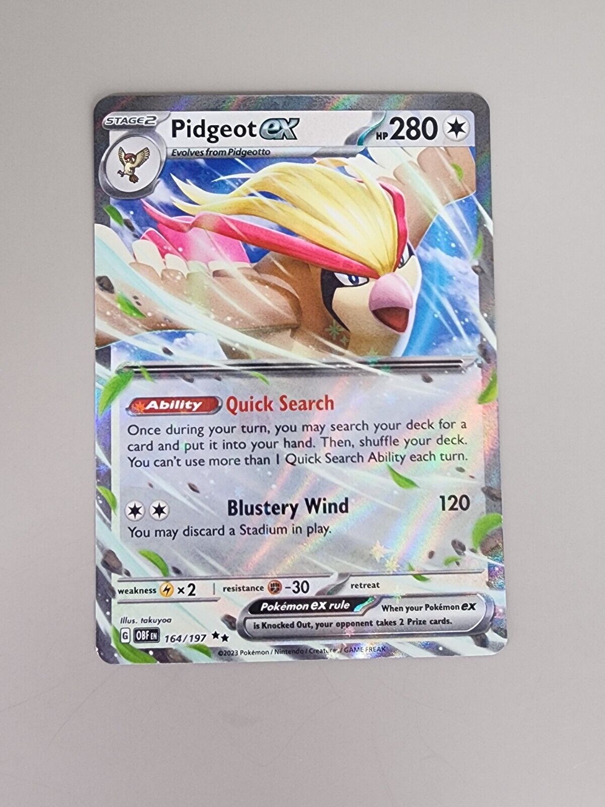 Pokémon TCG Pidgeot ex Sv03: Obsidian Flames 164/197 Holo Double Rare