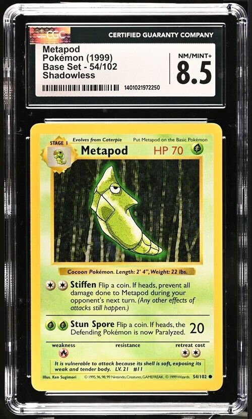 Pokemon Italian Metapod 54/102 Base Set 1st Edition 2000 CGC 8.5 NM/Mint +