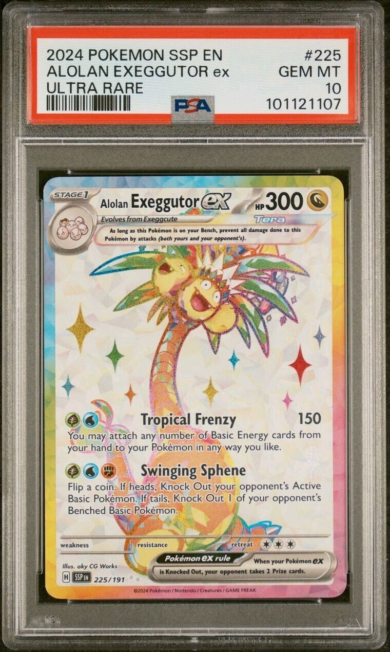 PSA 10 Alolan Exeggutor ex 225/191 Ultra Rare Surging Sparks SSP Pokemon Card