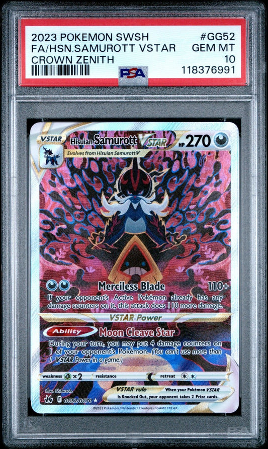 2023 Pokemon Hisuian Samurott VSTAR GG52/GG70 Crown Zenith Holo PSA 10