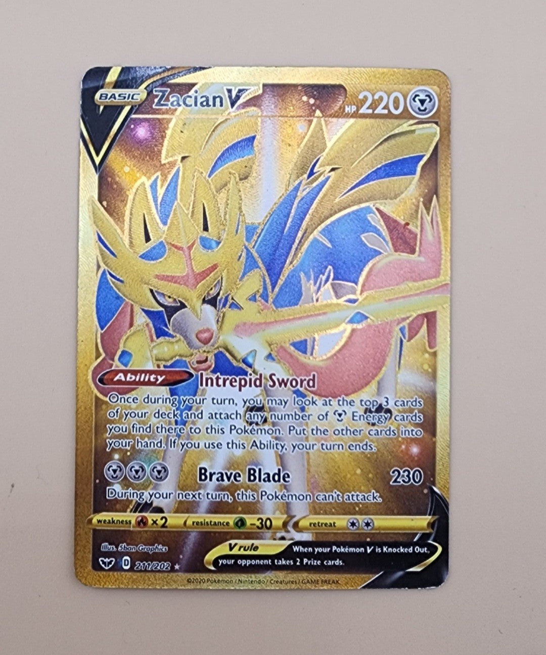Zacian V (Secret) 211/202 Swsh01: Sword & Shield Holo