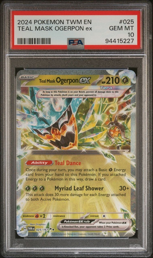 PSA 10 GEM MINT Teal Mask Ogerpon ex 025/167 Twilight Masquerade Pokemon Card