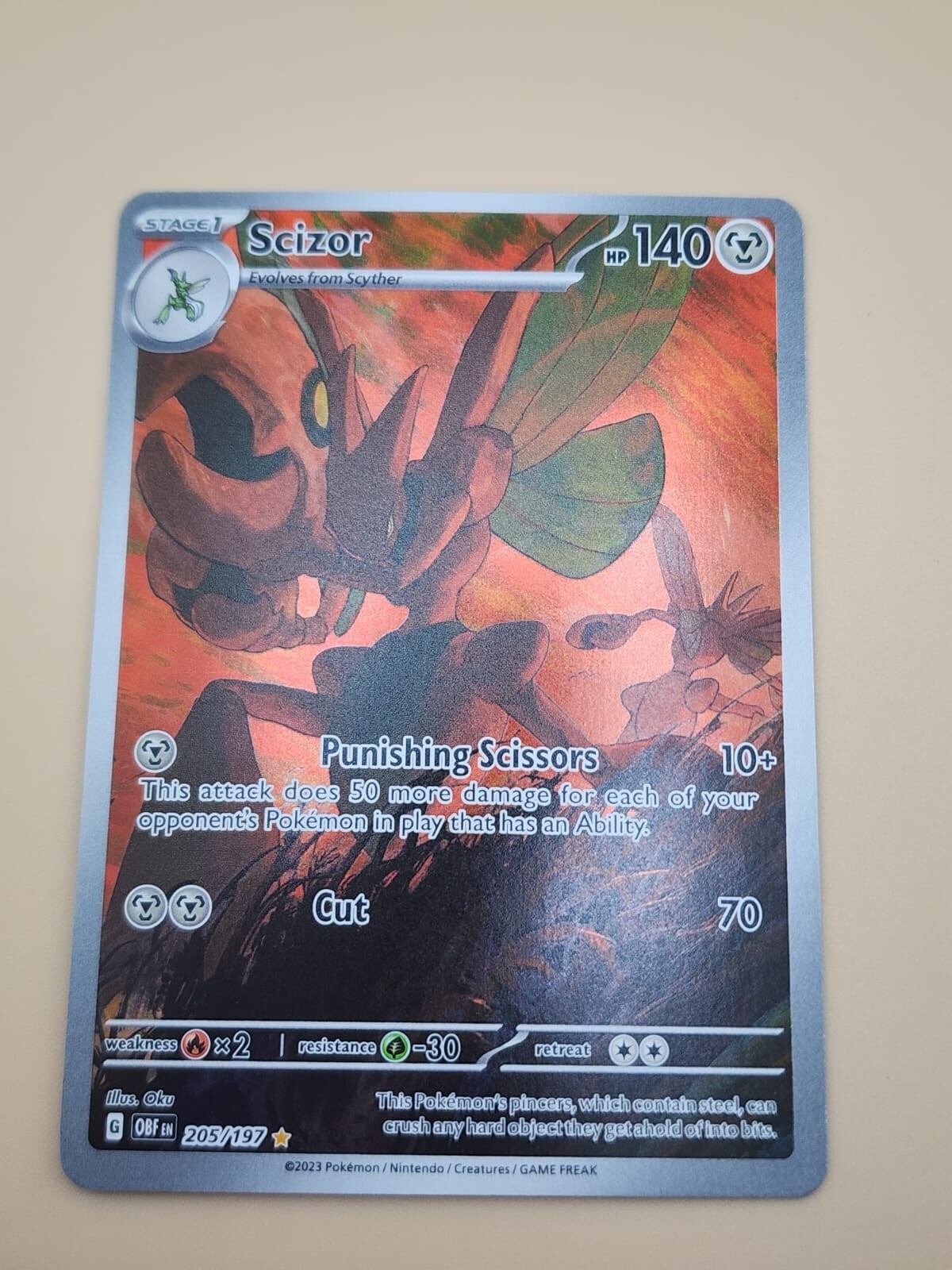 Scizor 205/197 Sv03: Obsidian Flames Holo NM