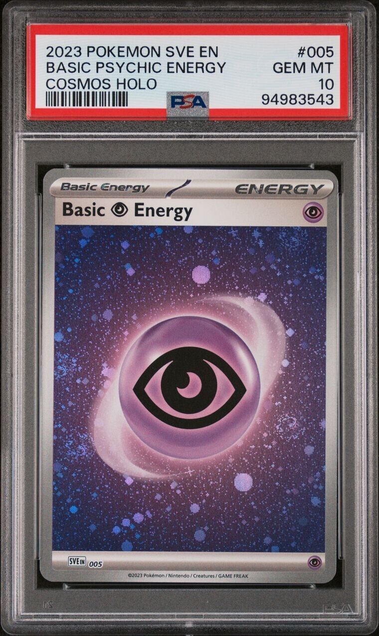 2023 POKEMON SVE EN-BASIC ENERGIES COSMOS HOLO #005 BASIC PSYCHIC ENERGY PSA 10