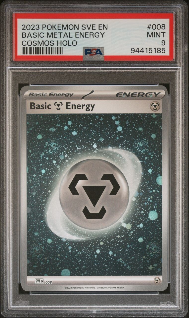 Pokémon TCG Basic Metal Energy SVE EN 008 Holo Cosmos Holo PSA 9