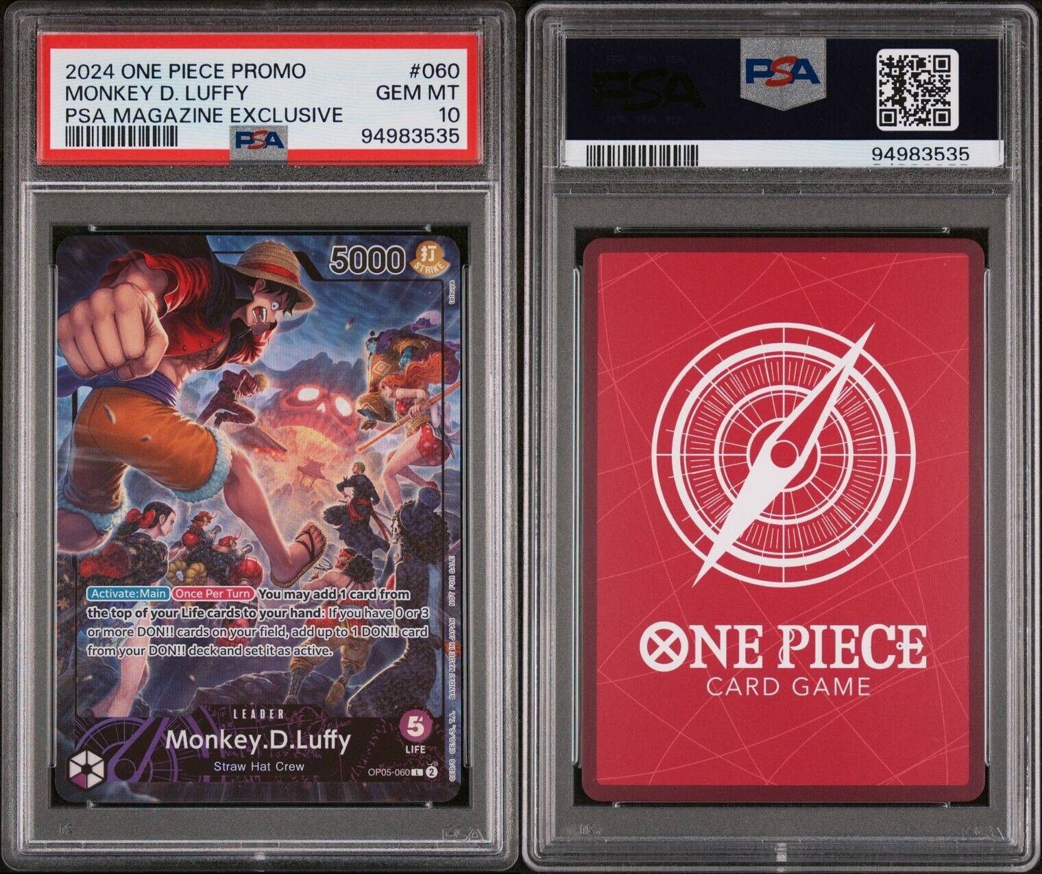 Monkey D. Luffy PSA Magazine Exclusive Promo PSA 10 2024 One Piece OP05-060