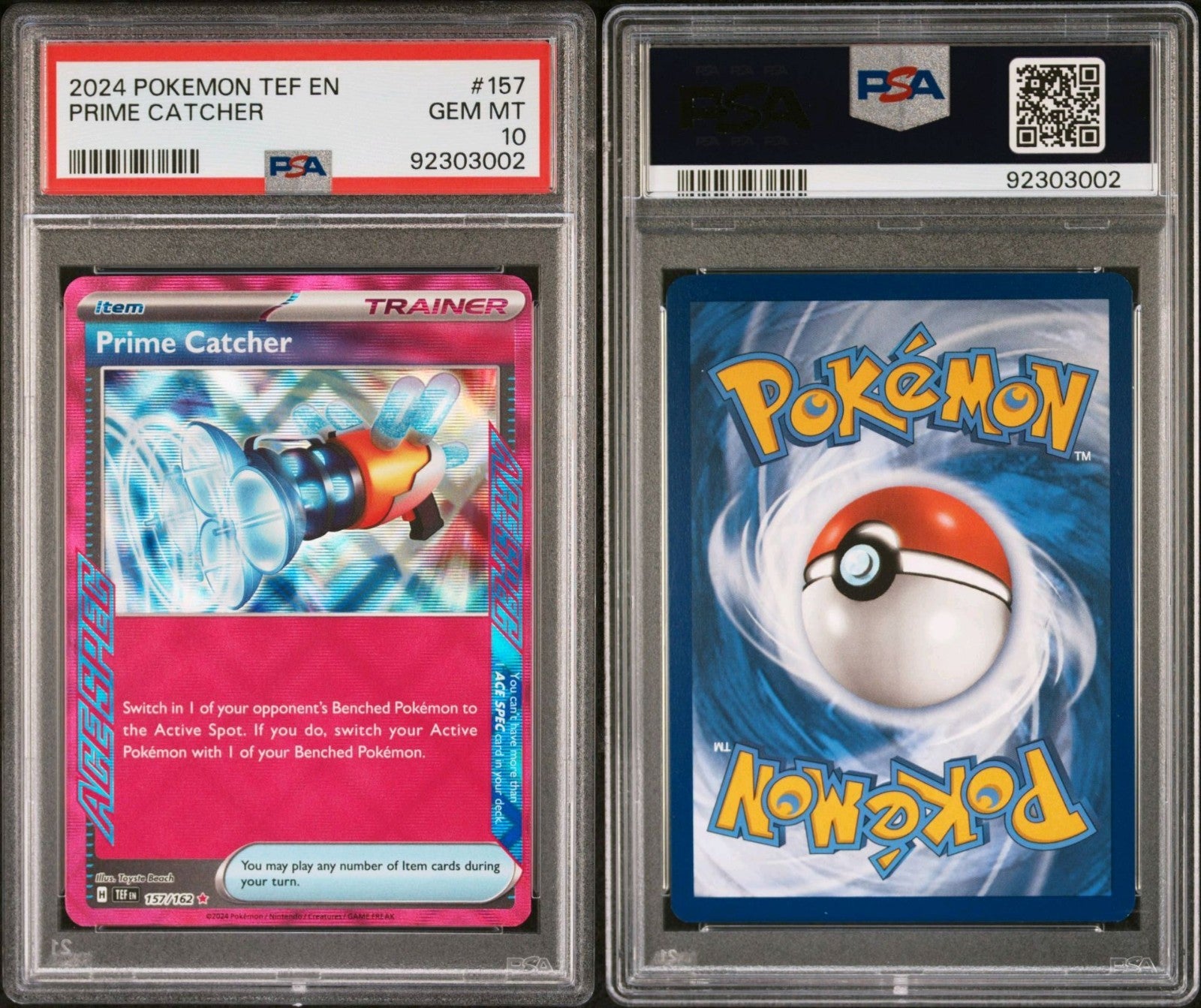 PSA 10 GEM MT Pokémon TCG Prime Catcher Scarlet & Violet-Temporal Forces 157/162